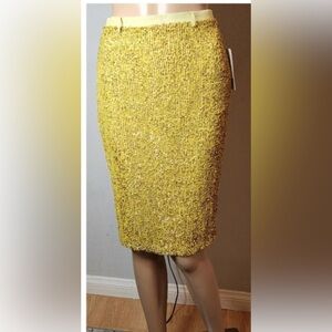 Robert Rodriguez Yellow Citron Sequin Pencil Skirt women's size 6